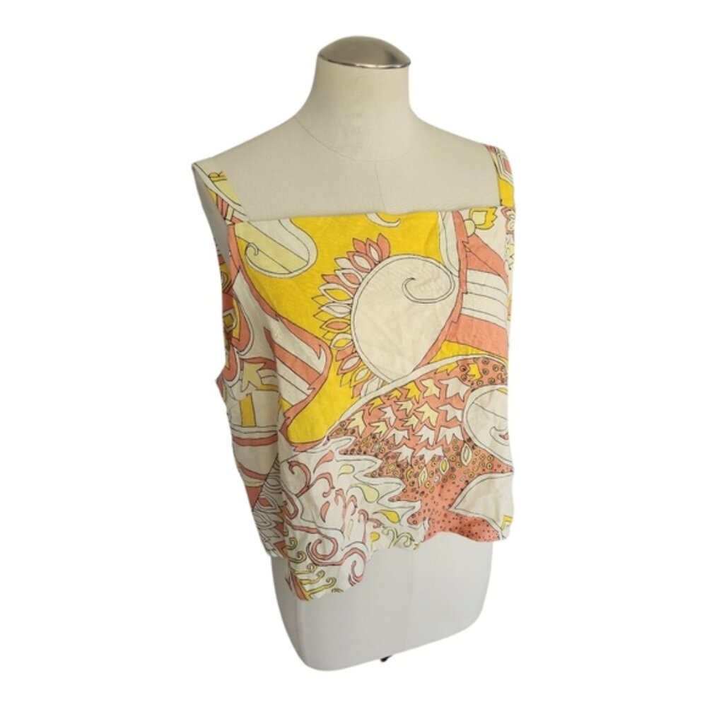 ModCloth Colorful Retro Paisley Women's Sleeveless Top Button Up Back SIZE XL